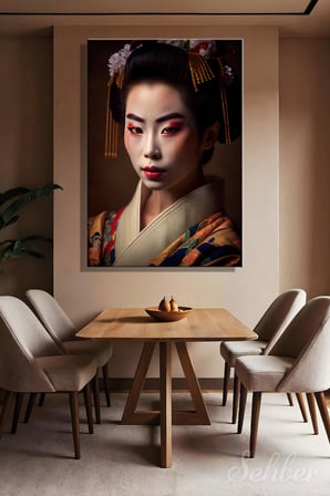 Dekoratif Dikey Kanvas Tablo Tekli Salon Mutfak Yatak Odası Ofis Japon Geyşa Portre 1575