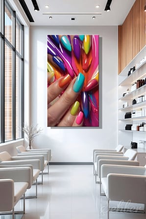 Panoramik Dikey Kanvas Tablo Tekli Kuaför Güzellik Salonu Makyaj Nail Art Manikür 1588