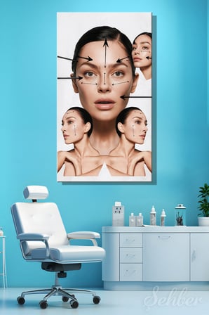 Panoramik Dikey Kanvas Tablo Tekli Plastik Cerrahi Estetik Kliniği Güzellik Salonu Yüz Anatomisi 1598