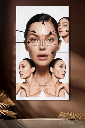Panoramik Dikey Kanvas Tablo Tekli Plastik Cerrahi Estetik Kliniği Güzellik Salonu Yüz Anatomisi 1598