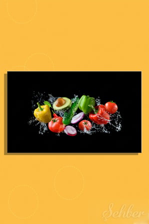 Dekoratif Yatay Kanvas Tablo Tekli Lokanta Kafe Restoran Mutfak Organik Sebzeler 1614