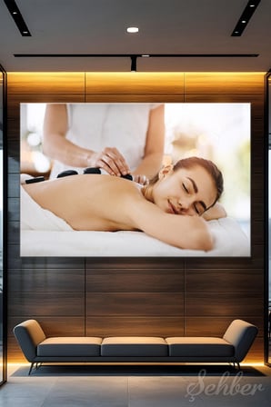 Kanvas Tablo Yatay Tekli  Spa Merkezi Masaj Salonu Sıcak Taş Masajı Terapisi 1649