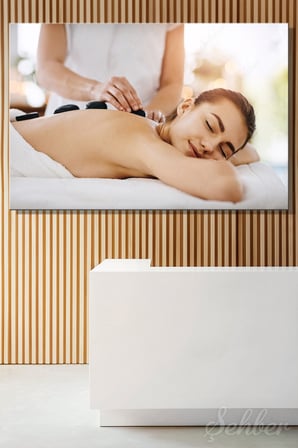 Kanvas Tablo Yatay Tekli  Spa Merkezi Masaj Salonu Sıcak Taş Masajı Terapisi 1649