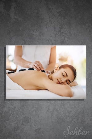 Kanvas Tablo Yatay Tekli  Spa Merkezi Masaj Salonu Sıcak Taş Masajı Terapisi 1649