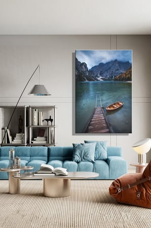 Kanvas Tablo Dikey Tekli Salon Mutfak Yatak Odası Ofis İtalya Pragser Wildsee Gölü Manzara 1652
