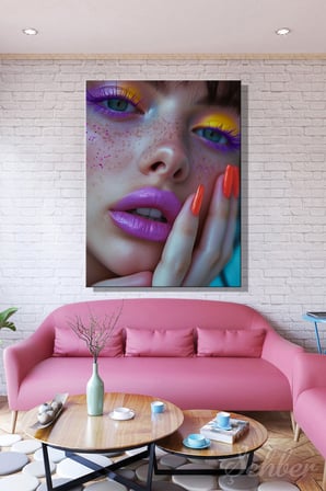 Dikey Kanvas Tablo Tekli Kuaför Güzellik Salonu Sanatsal Makyaj Nail Art Kadın Portre 1675