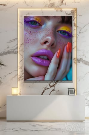 Dikey Kanvas Tablo Tekli Kuaför Güzellik Salonu Sanatsal Makyaj Nail Art Kadın Portre 1675