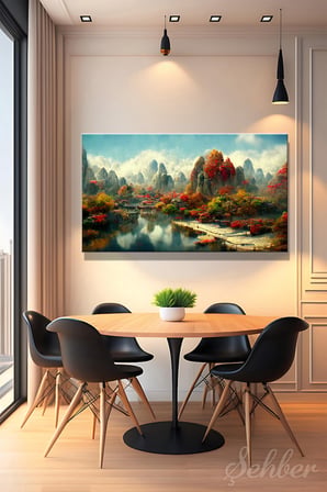 Kanvas Tablo Panoramik Yatay Tekli Salon Mutfak Yatak Odası Ofis Çin Manzarası 1739