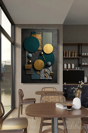 Dekoratif Dikey Kanvas Tablo Tekli Salon Mutfak Yatak Odası Ofis Soyut Geometrik Desenler 1742