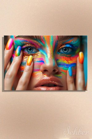 Kanvas Tablo Yatay Tekli Kuaför Güzellik Salonu Sanatsal Makyaj Nail Art Manikür 1764
