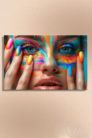 Kanvas Tablo Yatay Tekli Kuaför Güzellik Salonu Sanatsal Makyaj Nail Art Manikür 1764