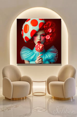 Kanvas Tablo Kare Tekli Kuaför Güzellik Salonu Makyaj Nail Art Pop-art Tarzı Kadın Portre 1765