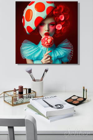 Kanvas Tablo Kare Tekli Kuaför Güzellik Salonu Makyaj Nail Art Pop-art Tarzı Kadın Portre 1765