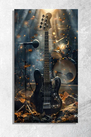 Panoramik Dikey Kanvas Tablo Tekli Salon Mutfak Yatak Odası Ofis Elektro Gitar 1775