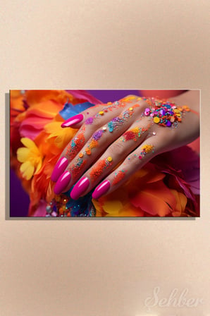 Dekoratif Yatay Kanvas Tablo Tekli Kuaför Güzellik Salonu Makyaj Nail Art Manikür 1779