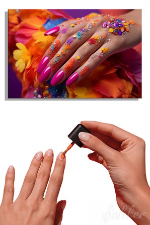 Dekoratif Yatay Kanvas Tablo Tekli Kuaför Güzellik Salonu Makyaj Nail Art Manikür 1779