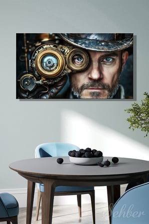 Panoramik Yatay Kanvas Tablo Tekli Salon Yatak Odası Ofis Steampunk Tarzı Erkek Portre 1799