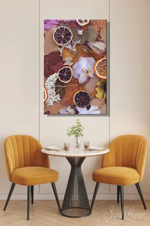 Dikey Kanvas Tablo Tekli Lokanta Kafe Restoran Mutfak Kurutulmuş Greyfurt Portakal Dilimleri 1807