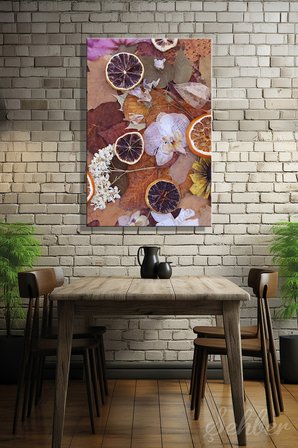 Dikey Kanvas Tablo Tekli Lokanta Kafe Restoran Mutfak Kurutulmuş Greyfurt Portakal Dilimleri 1807
