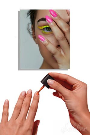 Dekoratif Dikey Kanvas Tablo Tekli Kuaför Güzellik Salonu Makyaj Nail Art Manikür Kadın Portre 1811