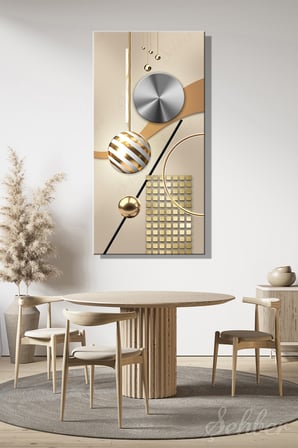 Panoramik Dikey Kanvas Tablo Tekli Salon Mutfak Yatak Odası Ofis 3D Efekt Soyut Geometrik 1816