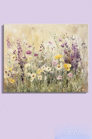 Kanvas Tablo Yatay Tekli Ev Kafe Ofis Kim Allen Spring Blooms Pastel Tonlarda Soyut Çiçekler 1980