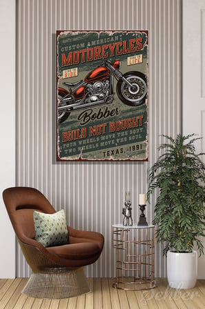 Dekoratif Dikey Kanvas Tablo Tekli Ev Kafe Ofis Vintage Bobber Motosiklet Posteri 1990