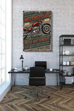 Dekoratif Dikey Kanvas Tablo Tekli Ev Kafe Ofis Vintage Bobber Motosiklet Posteri 1990