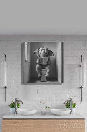 Dekoratif Kare Kanvas Tablo Tekli Ev Kafe Ofis Banyo Tuvalette Gazete Okuyan Fil 1998