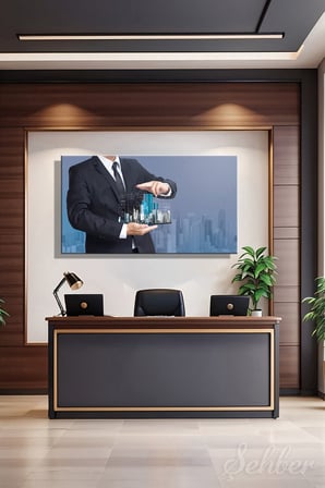 Panoramik Yatay Kanvas Tablo Tekli  Emlak Ofisi İnşaat Gyo Mimarlık Modern Bina Hologram 2004