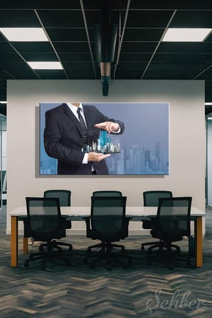 Panoramik Yatay Kanvas Tablo Tekli  Emlak Ofisi İnşaat Gyo Mimarlık Modern Bina Hologram 2004