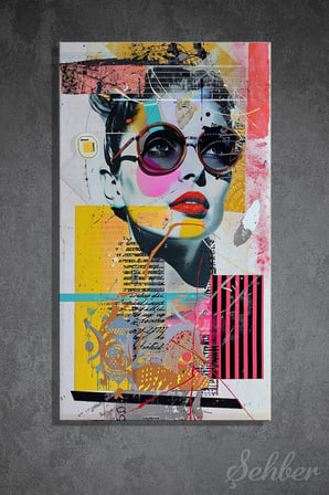 Panoramik Dikey Kanvas Tablo Tekli Ev Kafe Ofis Postmodern Popart Kadın Portre 2014