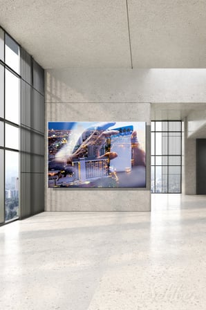 Kanvas Tablo Yatay Tekli  Ev Kafe Emlak Ofisi Bangkok Hilton Oteli Gece Şehir Manzarası 2023