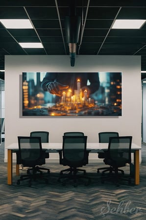 Panoramik Yatay Kanvas Tablo Tekli  Emlak Ofisi İnşaat Gyo Mimarlık Modern Şehir Maketi 2036