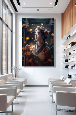 Dekoratif Dikey Kanvas Tablo Tekli Ev Kafe Ofis Çin Hanfu Giysili Kadın Sinematik Portre 2047