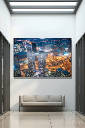 Dekoratif Yatay Kanvas Tablo Tekli Ev Kafe Ofis Dubai Address Sky View Oteli Gece Manzarası 2056