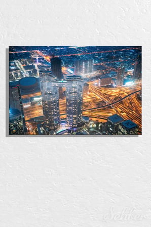 Dekoratif Yatay Kanvas Tablo Tekli Ev Kafe Ofis Dubai Address Sky View Oteli Gece Manzarası 2056