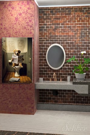 Dekoratif Dikey Kanvas Tablo Tekli Ev Kafe Ofis Banyo Tuvalet Gazete Okuyo Golden Retriever 2062