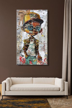 Panoramik Dikey Kanvas Tablo Tekli Ev Kafe Ofis Grafiti Sanatı Karakter Betimleme 2086