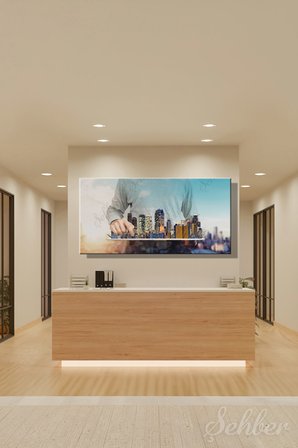 Panoramik Yatay Kanvas Tablo Tekli Emlakçı Emlak Ofisi İnşaat Gyo Mimarlık Şehir Silüeti 2110