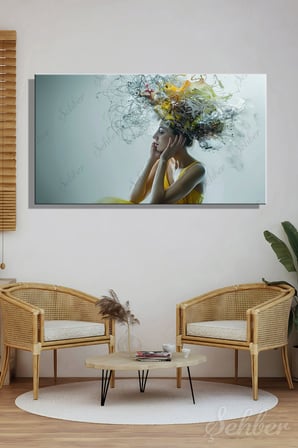 Panoramik Yatay Kanvas Tablo Tekli Salon Mutfak Yatak Odası Ofis Soyut Kadın Portre 2136