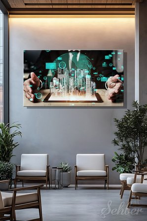 Panoramik Kanvas Tablo Yatay Tekli Emlak Ofisi İnşaat Gyo Mimarlık Tokenizasyon Süreci 2164