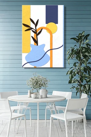 DikeyTekli Kanvas Tablo Modern Ev Ofis Pillow Fights Azure Arch Botanical Contrast 2169