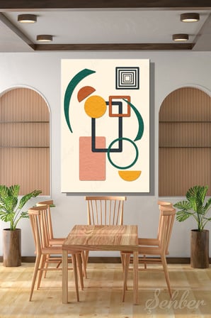 Dekoratif Dikey Kanvas Tablo Tekli Salon Mutfak Yatak Odası Ofis Minimalist Geometrik Tasarım 2172