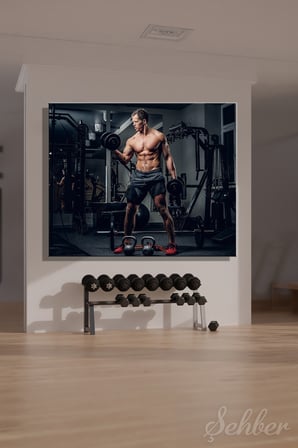 Dekoratif Yatay Kanvas Tablo Tekli Spor Salonu Fitness Eğitimi Halter Egzersizi Atletik Erkek 2174