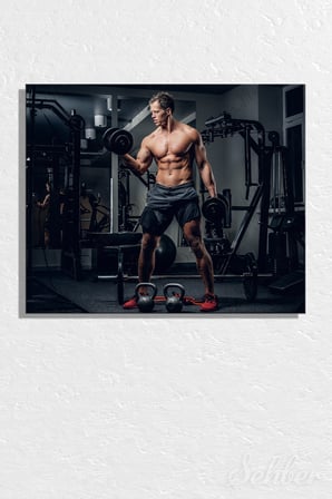 Dekoratif Yatay Kanvas Tablo Tekli Spor Salonu Fitness Eğitimi Halter Egzersizi Atletik Erkek 2174