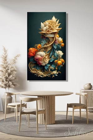 Panoramik Dikey Kanvas Tablo Tekli Ev Ofis Dijital Sanat Barok Tarzı Çiçek Desenleri 2176