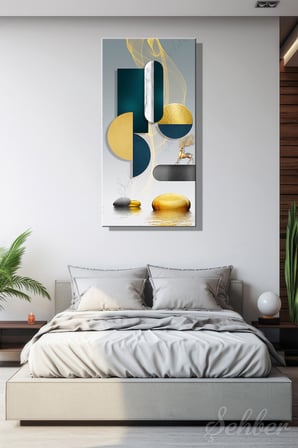 Panoramik Dikey Kanvas Tablo Tekli Ev  Ofis Soyut Modern Geometrik Desenler 2178