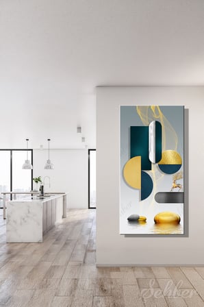 Panoramik Dikey Kanvas Tablo Tekli Ev  Ofis Soyut Modern Geometrik Desenler 2178