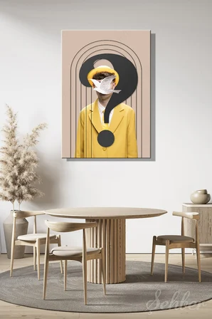 DikeyTekli Kanvas Tablo Modern Ev Kafe Ofis Pop Art Yüzünde Kuş Olan Adam 2200